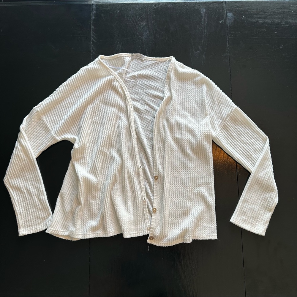 Free with Bundle Paper and Crane Small White Waffle Knit Cardigan